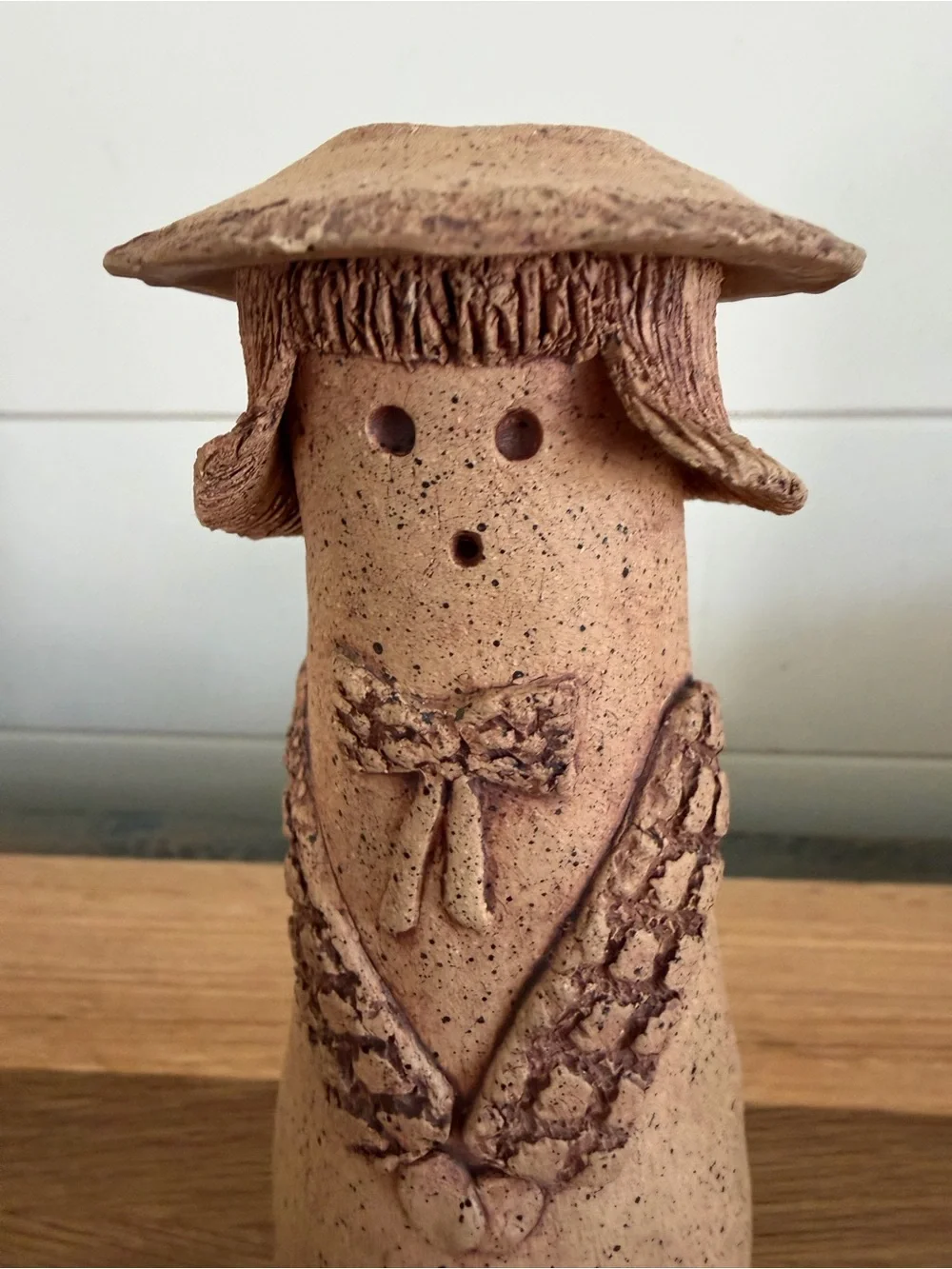 Vintage 1970s Pottery Girl Candle Holder Bud Vase